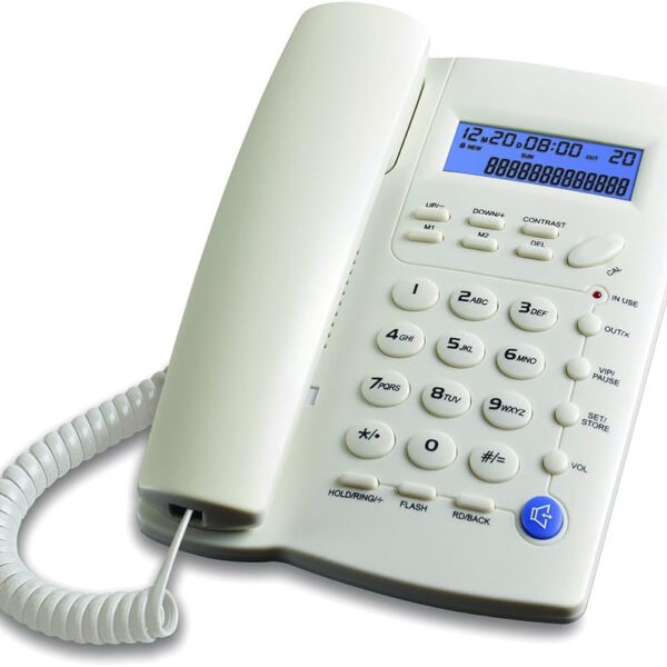 Y043 Corded Telephone with Speaker, Display, Basic Calculater and Caller ID(Off White)