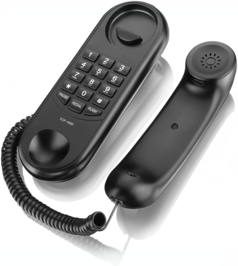 Corded House Phones Landline, Wall Mountable Landline Telephone,Home Phone Dial Pad on Base unit Last Number Redial,Pause,Flash,for Office, Home, Hotel, Bathroom, Home Desk/Wall Mountable Telephone