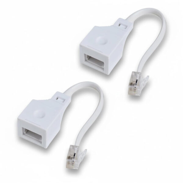 DAQUN 2 Pcs RJ11 to BT Adapter, VOIP Phone & Internet Broadband Adapter, Telephone Landline Converter for Fax Modem Router Connection (White)