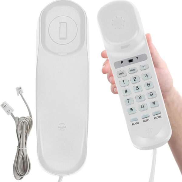 Corded House Phones Landline,Landline Telephone Last Number Redial, Pause, Flash, Dial Pad on Base unit Desk Home Phone,Wall/Desk Mountable Landline Telephone, for Office, Hotel,Home,Bathroom(White)