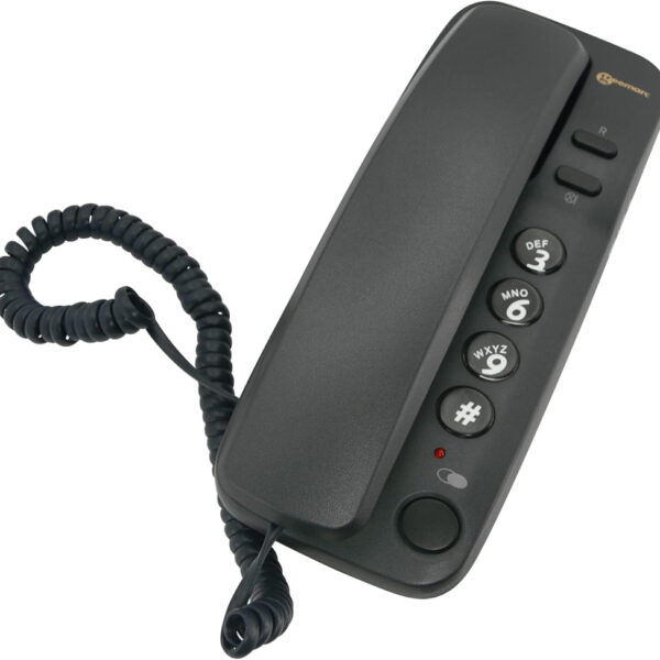 Geemarc Marbella - Gondola Style Corded Telephone with Large Buttons, Mute Function and Visual Ring Indicator - Wall Mountable - UK Version - Black