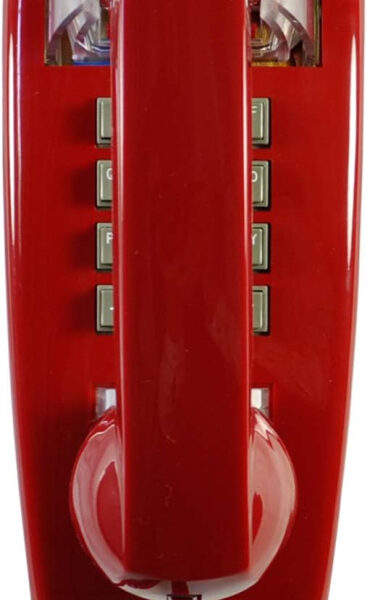 TelPal Red Wall Phone, Analog Corded Mounted Phone with Loud Traditional Bell, Classic Landline Phone with Handset Volume Control