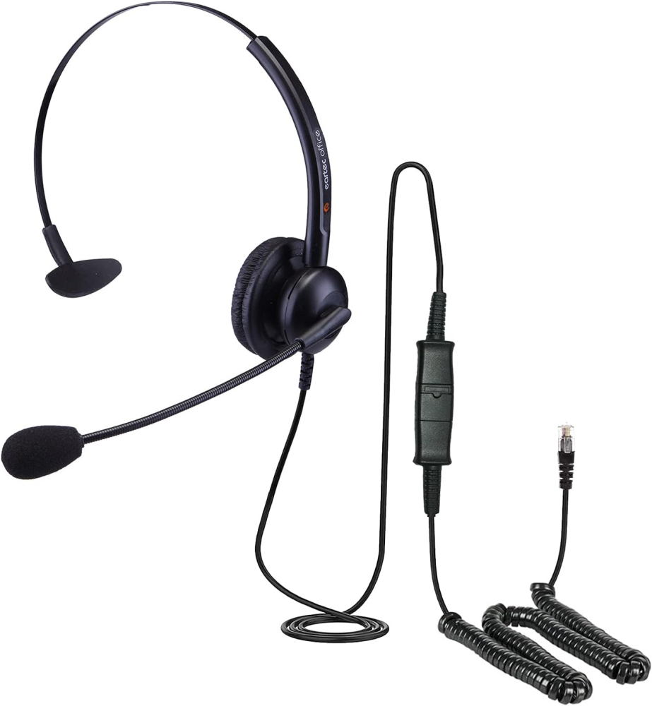 Headset for Polycom VVX 600 VVX 601 VVX 1500 VVX150 VVX 250 VVX 350 VVX 450 VoiP Phone Light weight Great noise cancelling mic Clear sound HD speaker Great in any office or home - EAR308 QD002P