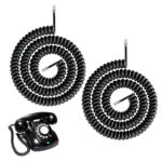 3 Meters telephones landline Handset cable, RJ9/RJ10/RJ22 4P4C Coiled House Phones Extension Wire Curly Spring Cord for Home BT Landline Voip Phone Black, 2PCS