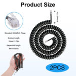 3 Meters telephones landline Handset cable, RJ9/RJ10/RJ22 4P4C Coiled House Phones Extension Wire Curly Spring Cord for Home BT Landline Voip Phone Black, 2PCS - Image 2