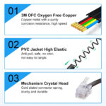 3 Meters telephones landline Handset cable, RJ9/RJ10/RJ22 4P4C Coiled House Phones Extension Wire Curly Spring Cord for Home BT Landline Voip Phone Black, 2PCS - Image 4