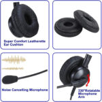Compatiable Headset for Yealink SIP T-58A T58V T53 T53W T54S & T54W VoiP Phones Great for Office & Home Use EAR308 + QD002A - Image 5