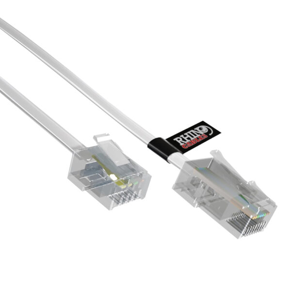 rhinocables RJ11 to RJ45 Cable - Ethernet Patch Network Lead | Reliable Router & Modem Connectivity | ADSL, VoIP, Fax & Phone Compatible | Multiple Lengths & Colours Available (2m,White)