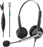 Wantek Corded Telephone Headset Mono w/Noise Canceling Mic for ShoreTel Plantronics Polycom Zultys Toshiba NEC Aspire Dterm Nortel Norstar Meridian Siemens ROLM Packet8 Landline Deskphones