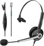 Corded Telephone Headset With Noise Canceling Mic for ShoreTel Plantronics Polycom Zultys Toshiba NEC Aspire Dterm Nortel Norstar Meridian Siemens ROLM Packet8 Landline Deskphones(New Upgrades)