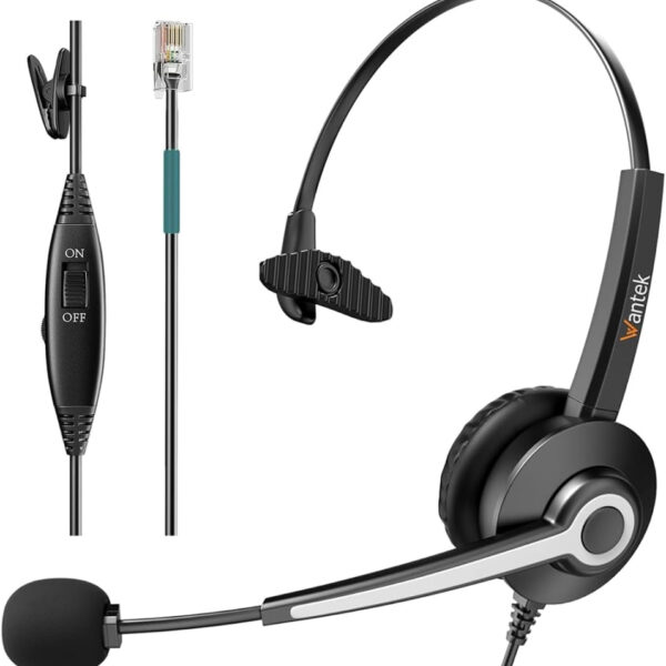 Corded Telephone Headset With Noise Canceling Mic for ShoreTel Plantronics Polycom Zultys Toshiba NEC Aspire Dterm Nortel Norstar Meridian Siemens ROLM Packet8 Landline Deskphones(New Upgrades)