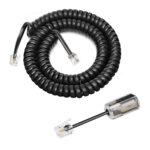 Uvital Telephone Handset Cord Detanglers, 2 Pack Landline Handset Cord Cable 3M Uncoiled(0.6M Coiled) and 2 Pack Anti-Tangle Untangler 360 Degree Rotating Swivel Cords(Black) - Image 2