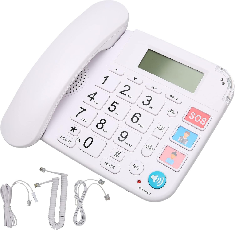 Big Button Corded Phone, LCD Display Home Corded Telephone Lindline with Ringtone Volume Adjustment for Seniors Elderly