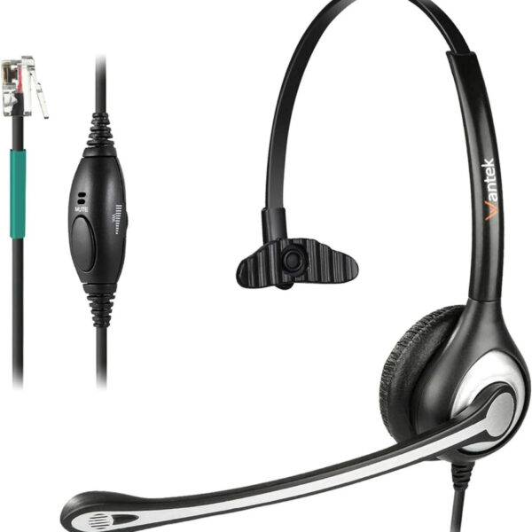 Wantek Corded Telephone Headset Mono w/Noise Canceling Mic for AVAYA Aastra Allworx Adtran Alcatel Lucent AltiGen Comdial Digium Gigaset InterTel Mitel Plantronics MiVoice Landline Deskphones(F600S1)