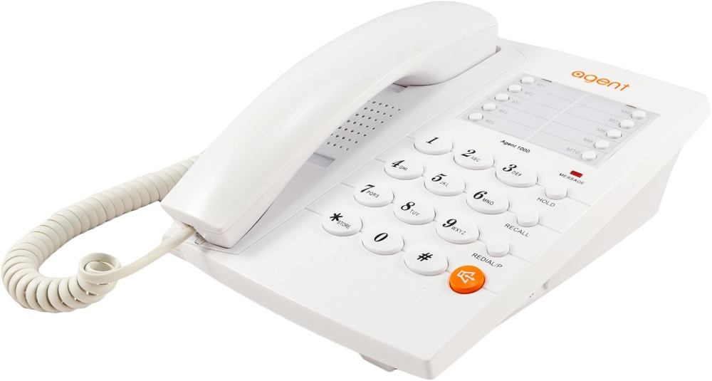 Agent 1000 Basic Analogue Telephone with Headset Port - White