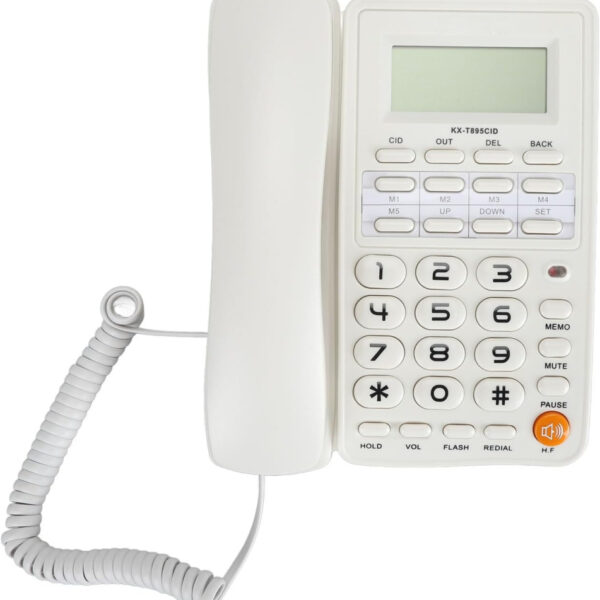 Annadue Corded Landline House Phone, Landline Telephone with Big Buttons, Caller Display, Ringer Volume and Speakerphone Volume Adjustable, Dial, Pause, Predial, Callback (White)