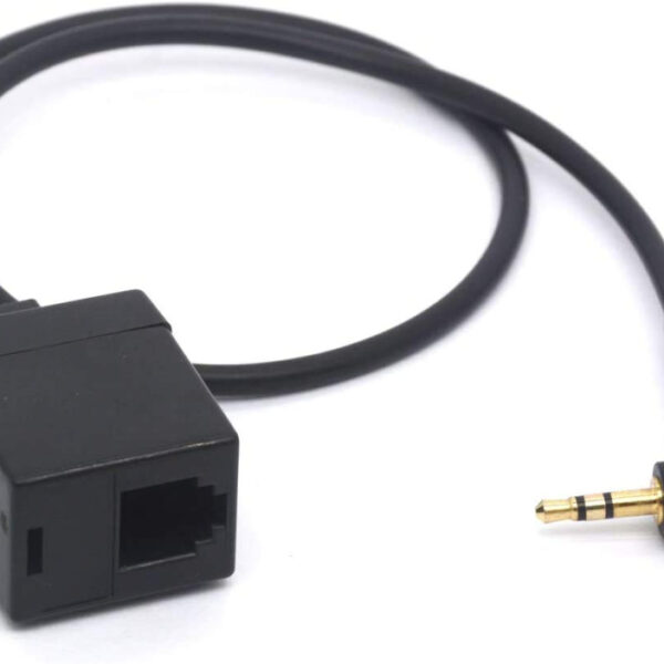 RJ9/ RJ22 Female to 2.5mm Male Headset Cable, 4P4C RJ9 to 90 Deg Angled 2.5 Phone Adapter for Avaya Plantronics, ATT, Cisco, Panasonic, Cordless & VoIP Telephones