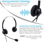 Compatiable Headset for Polycom VVX 400 VVX 401 VVX 410 VVX 411 VVX 500 VVX 501 VoiP Light weight, Noise Cancelling mic, Great in any office or home use - EAR308D + QD002P - Image 5