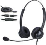 MKJ Wired Headphones with Microphone Noise Cancelling Corded RJ9 Telephone Headset for Office Phone Yea link T21P T46S Snom 870 GXP2160 KX-HDV130 Sangoma s705 - Designed for Call Centers - Image 2