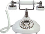 TelPal Retro Corded Landline Phone, White Classic Vintage Old Fashion Telephone for Home & Office, Wired Antique Home Phone Gift for Seniors (Push Button) - Image 4