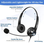 RJ9 Phone Headset with Mic Noise Cancelling & Quick Disconnect, Landline Telephone Headset Work for Grandstream GX2160 1620 1630 Yealink T23P T27G T43U T46S T48S T54W Avaya 1608 9608 Snom IP Phones - Image 4