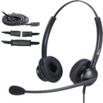 MKJ Cisco Headset RJ9 Dual Call Centre Office Headset with Noise Cancelling Mic for Cisco Phone CP-7821 7861 7931G 7940G 7942 7945G 7960G 7961 7962G 7965G 7970G 7971G 7975G 8811 8851 9951 etc - Image 2