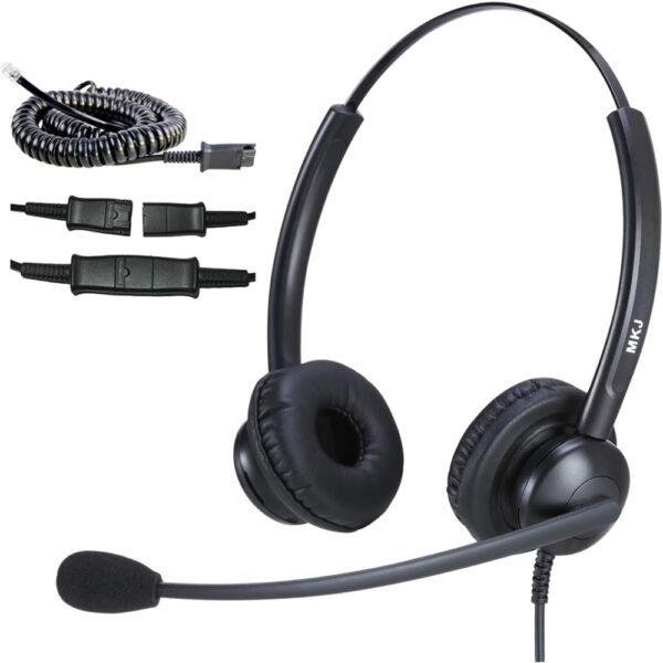 MKJ Cisco Headset for Office Phone Corded RJ9 Dual Ear Telephone Headset with Microphone Noise Cancelling Call Center Headset for Cisco CP-7841 7942G 7945G 7965G 7970G 7975G 7985G 8811 8861 8865 9971