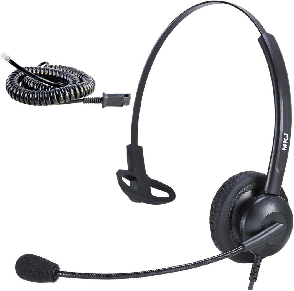 MKJ Cisco Headset with RJ9 Jack, Corded Telephone Headset with Microphone Noise Canceling Wired Call Centre Office Headphone for Cisco CP-7821 7841 7942G 7945G 7961G 7962G 7965G 7975G 8841 8865 9971