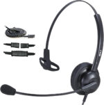 MKJ Headset with Microphone Noise Cancelling, Wired Headphone with RJ9 Jack for Call Center, Desk Phone Headset for Avaya 1408 5620 9508 Polycom Aastra 6753i Gigaset Fanvil
