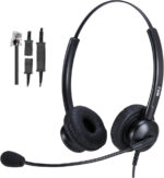 MKJ Phone Headset for Office, RJ9 Telephone Headset for Desk Phone, Wired Headphone with Microphone Noise Canceling for Avaya Polycom Aastra Gigaset Alcatel Toshiba Fanvil