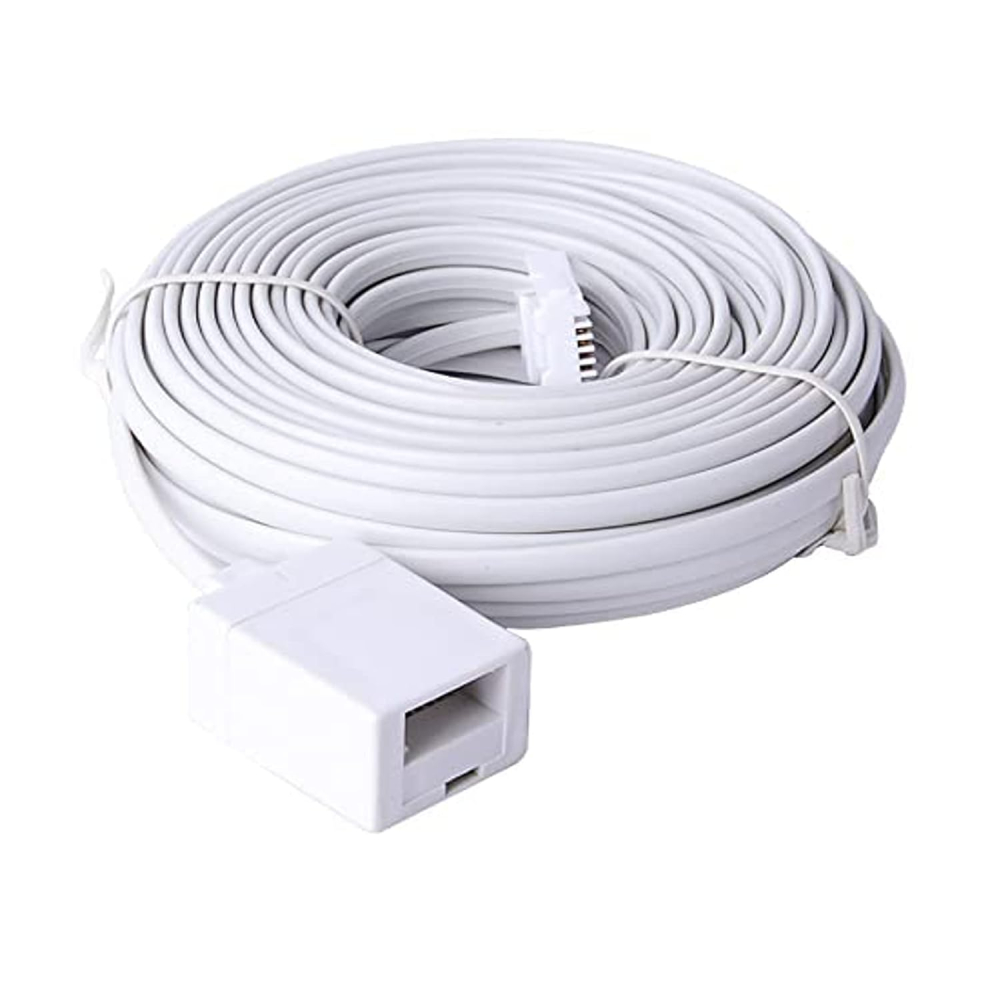 BT Telephone Extension Cable 10M, White Male to Female 6-Pin Straight Through Cable for UK Landline Phone Cord, Home & Office Fax Modem Extender 6 Wire