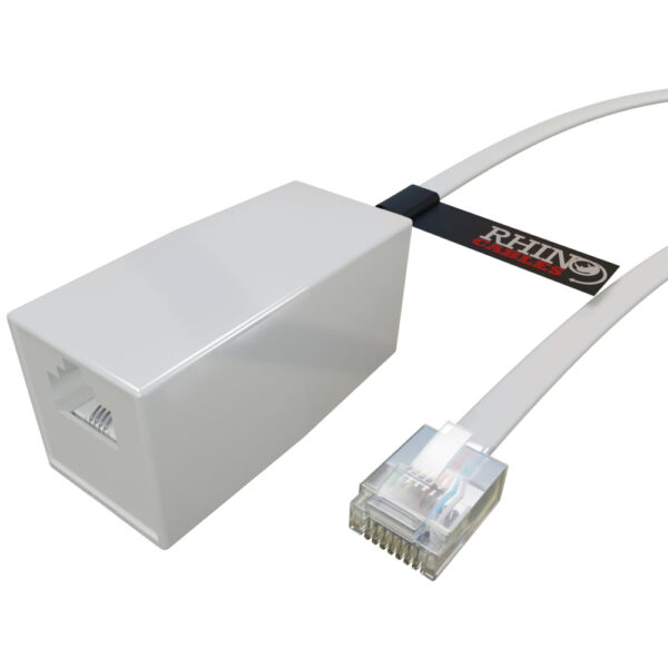 rhinocables RJ11 Extension ADSL 4 Pin Broadband Modem Router Extension Cable BT VOIP Phone - Male cable with Female Coupler (5m)