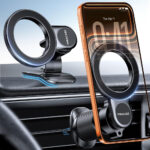 Miracase for MagSafe Car Mount,[Won’t Block Vent &Double Steel Hook] 2 in 1 Magnetic Phone Holder for Car Air Vent Dashboard with N55 Magnets for iPhone 17 Pro Max Air/16/15/14/13/12&MagSafe Case