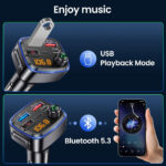 GizmoVine Bluetooth Car Adapter, FM Transmitter, Wireless Hands Free Phone Kit, Radio Receiver Audio Blue Tooth Adaptor, Usb C QC PD 30W Fast Charger for 12V Cigarette Lighter, U Disk MP3 Music Player - Image 2