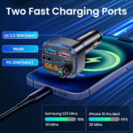 GizmoVine Bluetooth Car Adapter, FM Transmitter, Wireless Hands Free Phone Kit, Radio Receiver Audio Blue Tooth Adaptor, Usb C QC PD 30W Fast Charger for 12V Cigarette Lighter, U Disk MP3 Music Player - Image 5