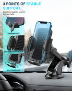 Hoppac Car Phone Holder, Ultra Strong Suction Mobile Phone Holder for Dashboard & Windscreen, 360° Rotation & One Button Release, Car Phone Mount for Smartphone 4.0''-7.0'' - Image 4