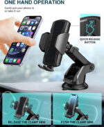 Hoppac Car Phone Holder, Ultra Strong Suction Mobile Phone Holder for Dashboard & Windscreen, 360° Rotation & One Button Release, Car Phone Mount for Smartphone 4.0''-7.0'' - Image 5