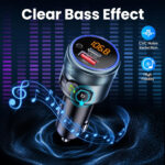 GizmoVine Car FM Transmitter,Bluetooth 5.3 Adapter,Wireless Radio Transmitter for Car,PD 30W QC3.0 18W Fast Charging,Hands-Free,Bass Boost,LED Display,USB Flash Play,All Metal,12V/24V - Image 3