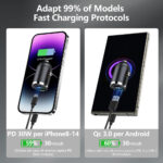 Car Charger USB C Cigarette Lighter USB Charger 2 Ports,QC 3.0+PD 30W Fast Car Charger Socket Compatible with iPhone, Samsung Galaxy, Google Pixel, Xiaomi, Tablets - Image 3