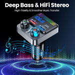 GizmoVine Bluetooth 5.4 FM Transmitter for Car, 48W Car Charger [PD 30W & QC3.0 18W], 3 Ports, Wireless Radio, Deep Bass, Hands-Free Calls, Voice Assistant, USB Play, Neon Lights, 12V/24V - Image 4