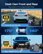 WOLFANG 4K Dash Cam Front and Rear WiFi Dashcam, Dual Car Camera Dash Cam with 3"IPS, Super Night Vision, Loop Recording, G-Sensor, 170 Wide Angle, Parking Guard, with SD Card, APP Control - Image 3