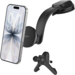 Belkin Wireless Car Charger, Magnetic Car Vent Mount & Dash Mount with USB C Cable, MagSafe Compatible Fast Charging for iPhone 17, Galaxy S25, Pixelsnap, & More - Qi2 Travel Car Accessories - Black