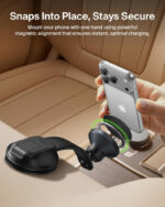 Belkin Wireless Car Charger, Magnetic Car Vent Mount & Dash Mount with USB C Cable, MagSafe Compatible Fast Charging for iPhone 17, Galaxy S25, Pixelsnap, & More - Qi2 Travel Car Accessories - Black - Image 3