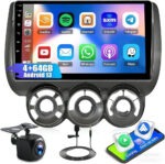 4+64GB 2 Din Android 13 Car Stereo Radio for Honda Jazz GD RHD 2002-2008 w/with Wireless Carplay Android Auto 9" Touch Screen GPS Navi Head Niut Multimedia Player Bluetooth AM/FM Wifi GPS SWC Camera - Image 2