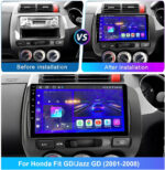 4+64GB 2 Din Android 13 Car Stereo Radio for Honda Jazz GD RHD 2002-2008 w/with Wireless Carplay Android Auto 9" Touch Screen GPS Navi Head Niut Multimedia Player Bluetooth AM/FM Wifi GPS SWC Camera - Image 3