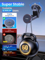 TOPK Magnetic Phone Car Mount, Phone Holder for Cars Magnetic Car Phone Holder for Windshield and Dashboard, Adjustable Long Arm with Strongest Magnet for All Cellphones - Image 2