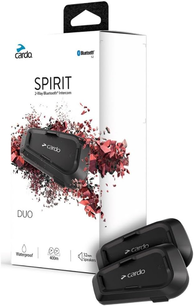 Cardo Spirit Motorcycle Bluetooth Communication Headset - Dual Pack, Black