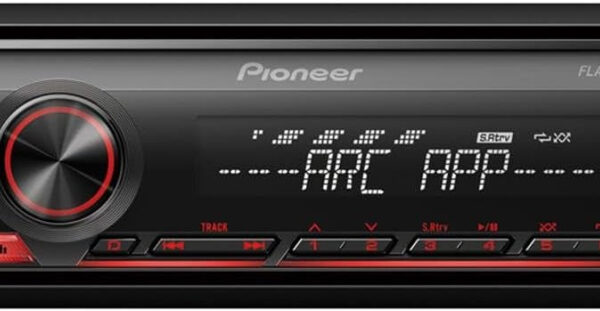 Pioneer MVH-S120UB 1-DIN receiver with red illumination, USB and compatible with Android devices.