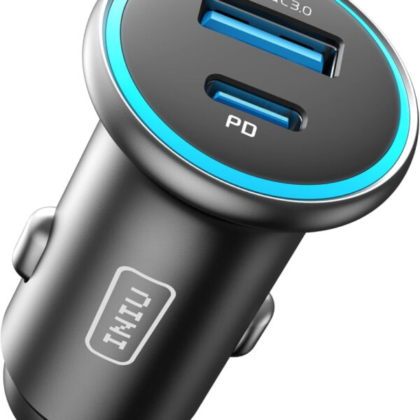 INIU Car Charger, Cigarette Lighter USB Charger Total 66W [USB C 36W+A 30W] 12V USB Socket, PD3.0 Fast Charge Car Phone Charger Metal Adapter for iPhone 16 15 14 13 12 11 Pro Max iPad Samsung Google