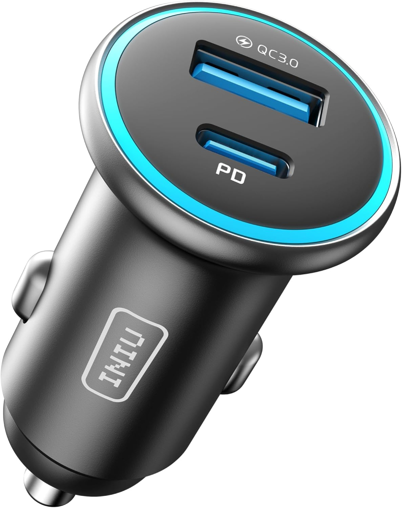 INIU Car Charger, Cigarette Lighter USB Charger Total 66W [USB C 36W+A 30W] 12V USB Socket, PD3.0 Fast Charge Car Phone Charger Metal Adapter for iPhone 16 15 14 13 12 11 Pro Max iPad Samsung Google